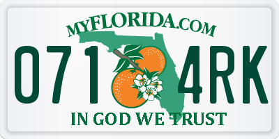 FL license plate 0714RK