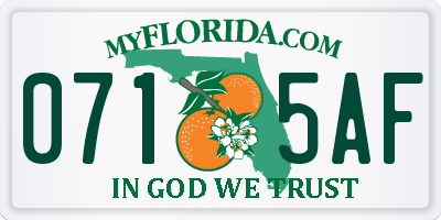 FL license plate 0715AF