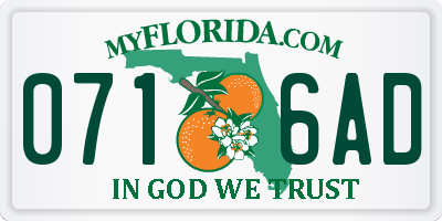 FL license plate 0716AD