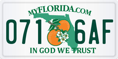 FL license plate 0716AF