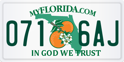 FL license plate 0716AJ