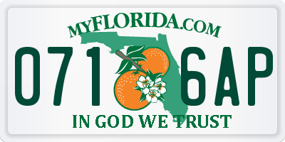 FL license plate 0716AP