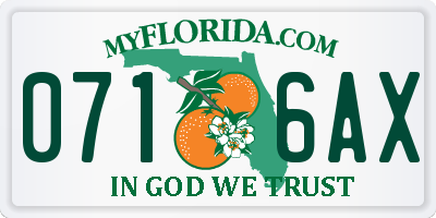 FL license plate 0716AX