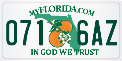FL license plate 0716AZ