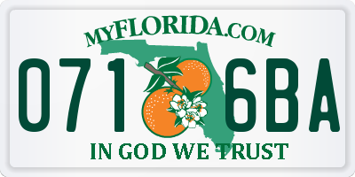 FL license plate 0716BA