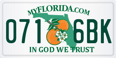 FL license plate 0716BK