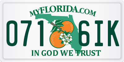 FL license plate 0716IK