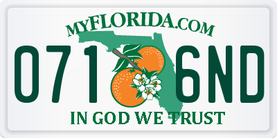FL license plate 0716ND
