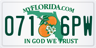 FL license plate 0716PW