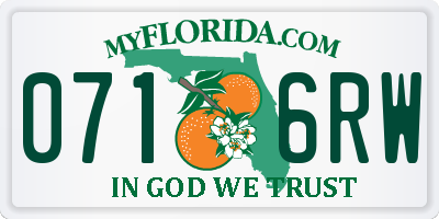 FL license plate 0716RW