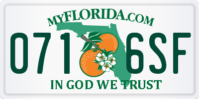 FL license plate 0716SF