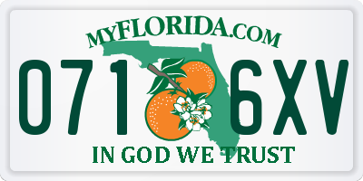 FL license plate 0716XV