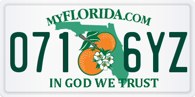 FL license plate 0716YZ