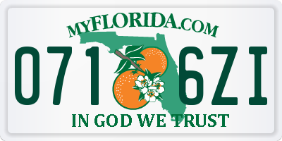 FL license plate 0716ZI