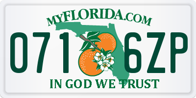FL license plate 0716ZP