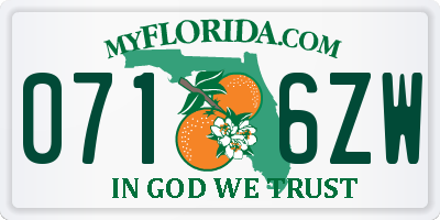 FL license plate 0716ZW