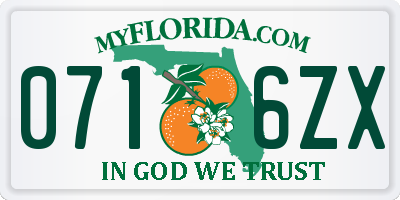 FL license plate 0716ZX