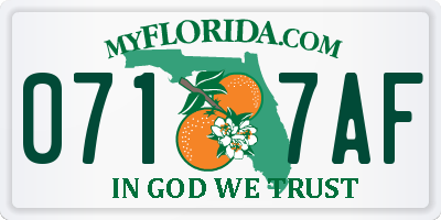 FL license plate 0717AF