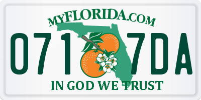 FL license plate 0717DA