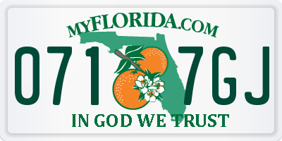 FL license plate 0717GJ