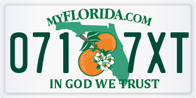 FL license plate 0717XT