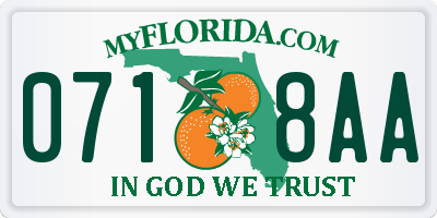 FL license plate 0718AA