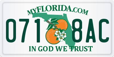 FL license plate 0718AC