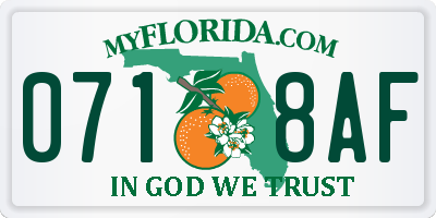 FL license plate 0718AF