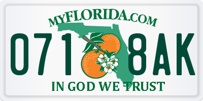 FL license plate 0718AK