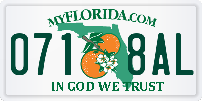 FL license plate 0718AL