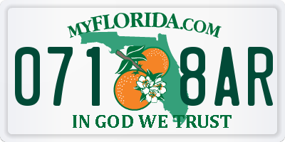 FL license plate 0718AR