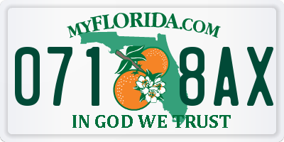FL license plate 0718AX