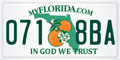 FL license plate 0718BA