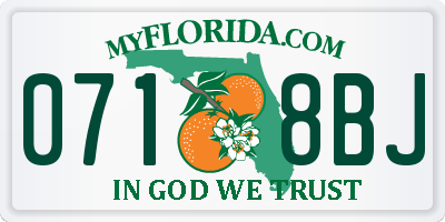 FL license plate 0718BJ