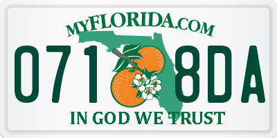 FL license plate 0718DA