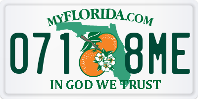FL license plate 0718ME