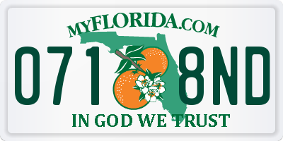 FL license plate 0718ND