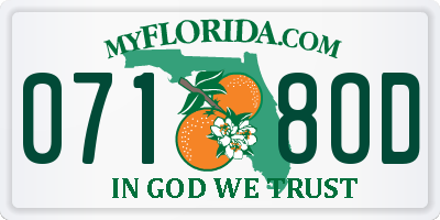 FL license plate 0718OD