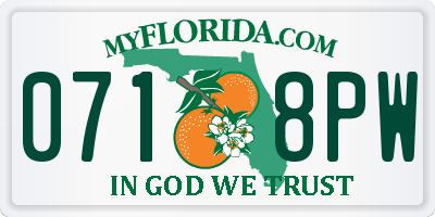 FL license plate 0718PW