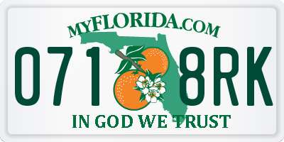 FL license plate 0718RK