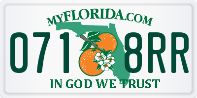 FL license plate 0718RR