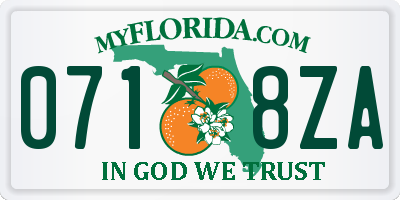 FL license plate 0718ZA