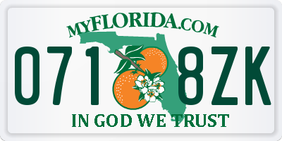 FL license plate 0718ZK