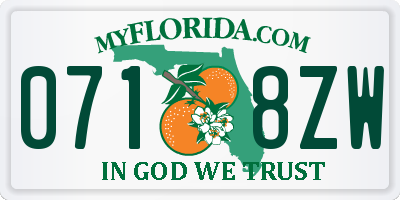 FL license plate 0718ZW