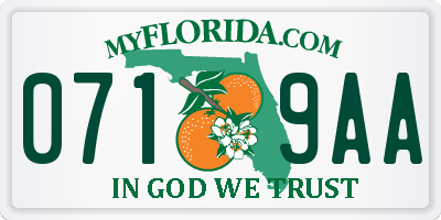 FL license plate 0719AA