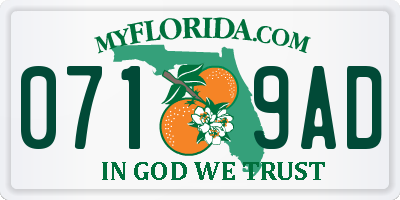 FL license plate 0719AD