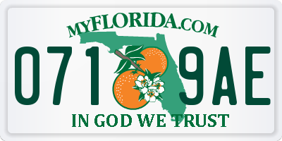 FL license plate 0719AE