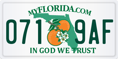 FL license plate 0719AF