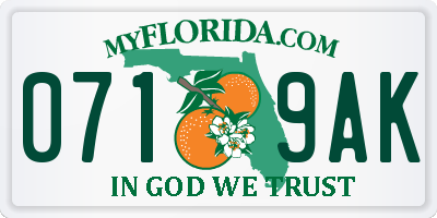 FL license plate 0719AK