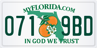 FL license plate 0719BD